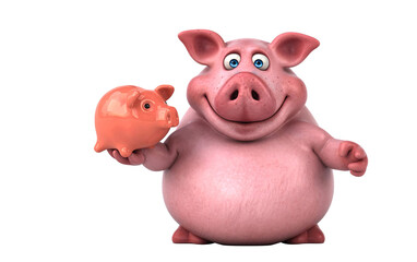 Fun 3D cartoon pig illustration