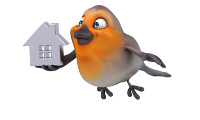 Fun 3D cartoon bird illustration