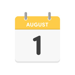 8月1日･August 1stの日めくりカレンダーのアイコン - 8/1の日付入りの暦のデザイン素材
