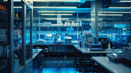 State-of-the-art lab showcasing high-speed computational equipment and precision robotic systems