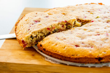  Pretty Tea Cake with Raspberries and Pistachios Close Up