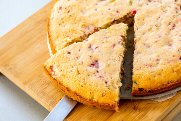  Pretty Tea Cake with Raspberries and Pistachios Close Up