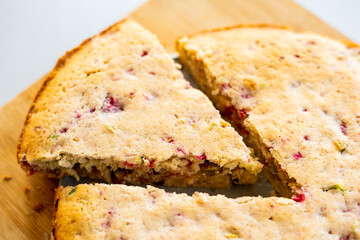  Pretty Tea Cake with Raspberries and Pistachios Close Up