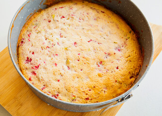 Pretty Tea Cake with Raspberries and Pistachios Close Up