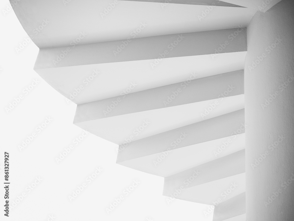Poster White Concrete staircase modern Architecture details minimal pattern background