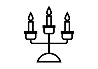 Icono negro de velas de candelabro en fondo blanco