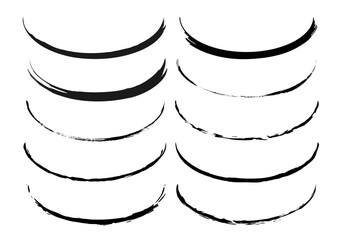 Hoja de iconos de trazados curvos negros hechos con pincel