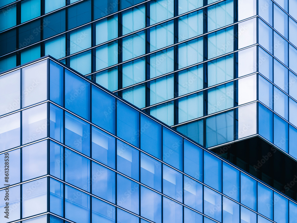 Poster Glass facade Modern building square window pattern Architecture details