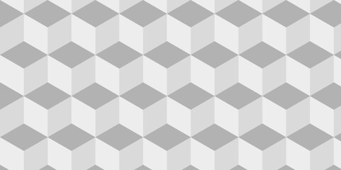 Abstract white and gray style minimal blank cubic. Geometric pattern illustration mosaic, square and triangle wallpaper. Seamless cube technology business concept.	