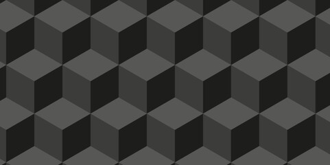 Abstract black and gray style minimal blank cubic. Geometric pattern illustration mosaic, square and triangle wallpaper. Seamless cube technology business concept.	
