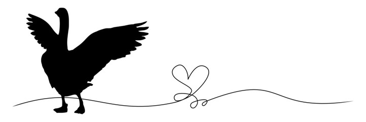 line art swan silhouette illustration vector for a  background 