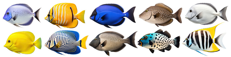 Fish animal png cut out element set
