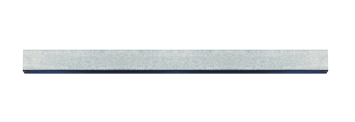 Medium-length horizontal beam made of galvanized steel - on isolated transparent background.