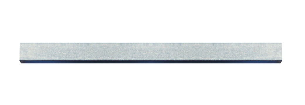 Medium-length horizontal beam made of galvanized steel - on isolated transparent background.