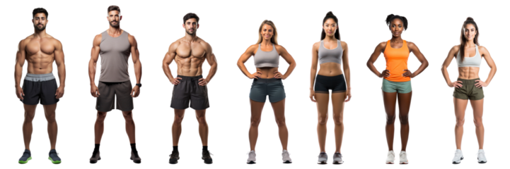 Sportive people png cut out element set