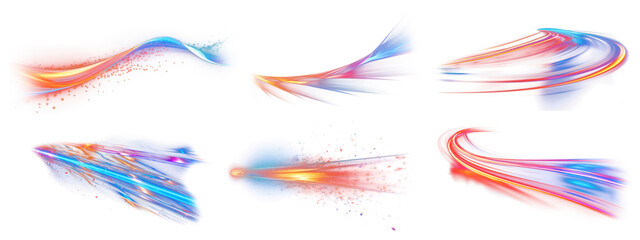 Obraz premium Light streak effect png cut out element set