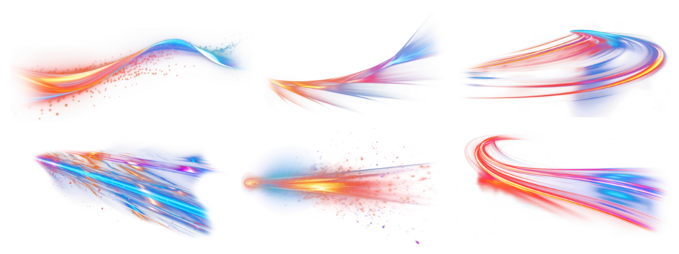 Light streak effect png cut out element set - Powered by Adobe