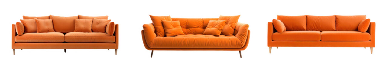 Modern sofa png cut out element set