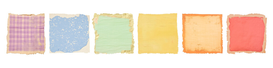 Fototapeta premium Vintage pale rainbow color ripped paper png cut out element set