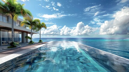 Fototapeta premium Ocean view infinity swimming pool 