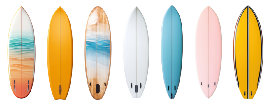 Colorful surfboard png cut out element set