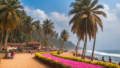 beach with palm trees