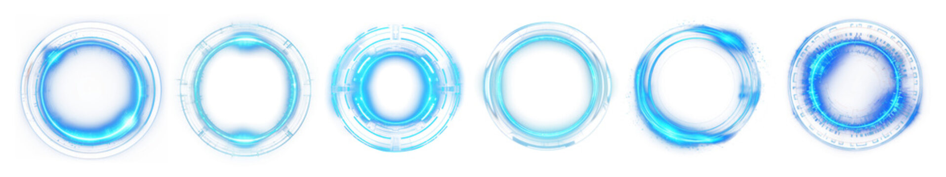 Glowing futuristic portal hologram png cut out element set
