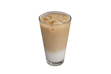 Iced latte in glass, isolated on white background