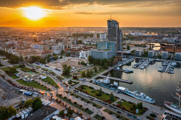 Beautiful scenery of Gdynia city with a marina at sunset. Poland © Patryk Kosmider