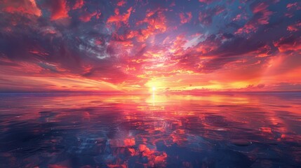 Fototapeta premium A picturesque moment of colorful reflections in the sea at sunset