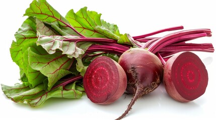 Bright red beetroot on a pristine white surface