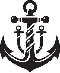 Marine Symbol Black Anchor Icon Vector Flat Illustration Silhouette Style