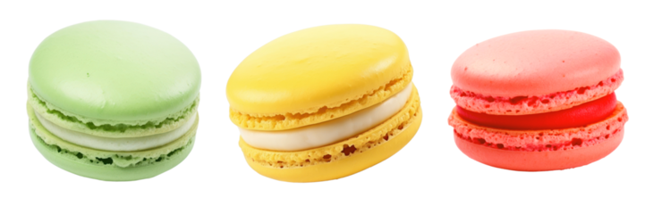 PNG Colorful French macarons dessert set