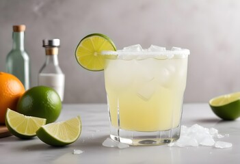 Classic margarita cocktail. A lime drink prepared at the bar