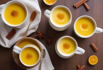 Aromatic latte with golden milk and cinnamon