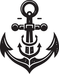 Marine Symbol Black Anchor Icon Vector Flat Illustration Silhouette Style
