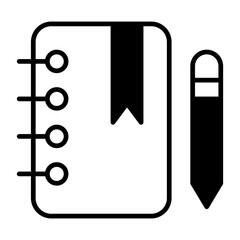 Vector Icon Diary, notebook, pen, sketch book