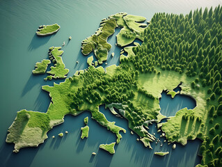 European green deal - Europe map made from vegetation