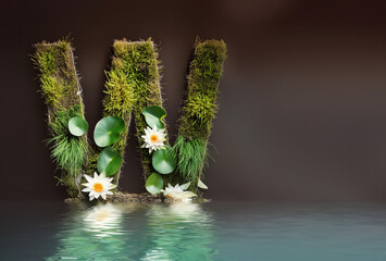 World Wetlands Day - W letter made from swamp vegetation