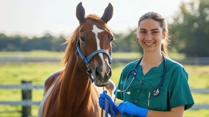The veterinarian with horse