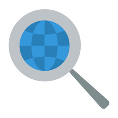 Globe, magnifier glass, search, development Icon