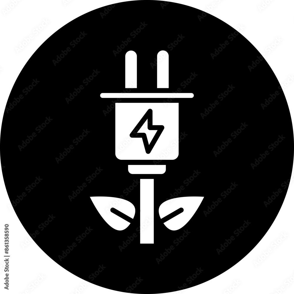 Sticker eco power socket icon style