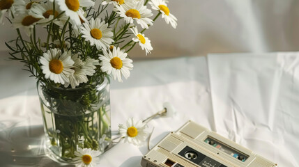 Elegant and Delicate Daisies in Glass Vase
