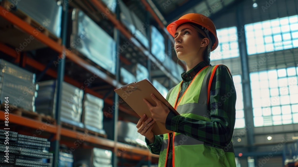 Wall mural Warehouse Worker with Clipboard