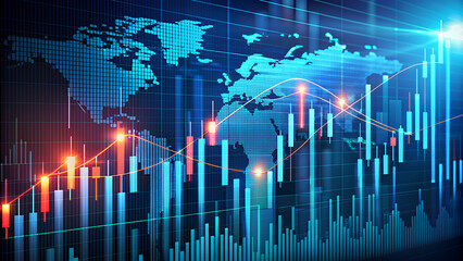 Stock market or forex graph and candlestick chart suitable for financial investment concept