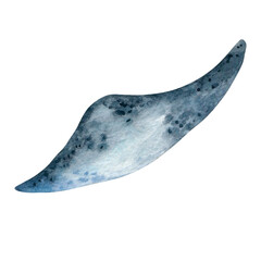 Stingray watercolor illustration isolated. Underwater sea animal a fluid form and shades of blue and gray colors painted. Marine creature hand drawn. Ocean fish for design marine themes products.