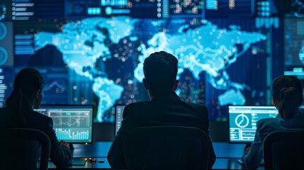Professionals in a cybersecurity operations center