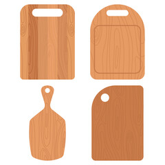 Cutting boards vector cartoon set isolated on a white background.