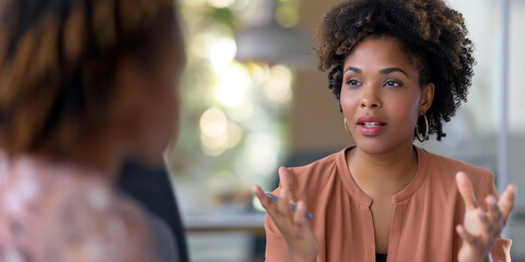 Professional Woman Engaging in Business Conversation at Office Meeting