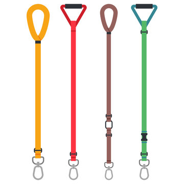 Leashes for dogs vector cartoon set isolated on a white background.